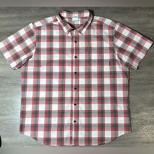 Columbia Men's XXL Shirt Red/White/Black Cotton Short Sleeve